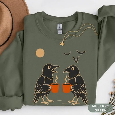 Fall Crow Coffee Autumn Bird Sweatshirt