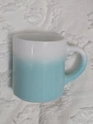 Hazel Atlas Turquoise White Ombre Mug Cup 8 Oz Milk Glass Vintage