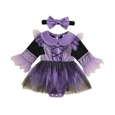Newborn Baby Girl Witch Costume Romper Dress Infant 0-3 Months A-purple