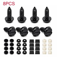 8 License Plate Screws Stainless Steel Bolts Caps Car Dealer Fasteners Kit Black