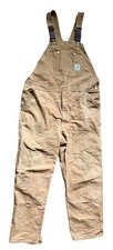 Carhartt Brown Double Knee Overalls Workwear R01 BRN 44x 34 Coveralls Worn Used