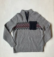 Smartwool Mens Heavy Henley Sweater Grey Pattern Heather Large New NWT