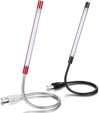 2 Pcs USB LED Light For Laptop Keyboard Gooseneck Light Computer Lamp Black Red