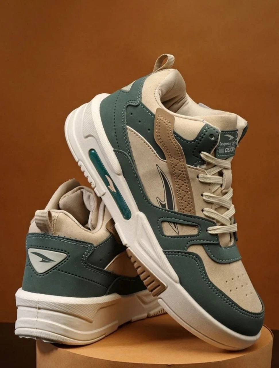 Asian Mexico-11 Men's Casual Sneakers Green Lace-Up Air Cushion Comfort Shoes