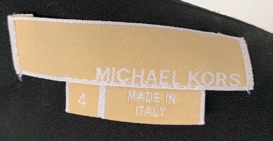 Michael Kors Black Wool Pencil Skirt with Draped Waist and Front Split - Image 2 of 2