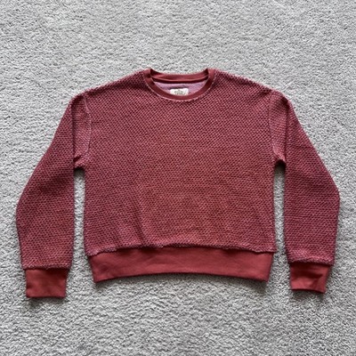 Marine Layer Birds Eye Textured Knit Sweatshirt Womens Small Brown