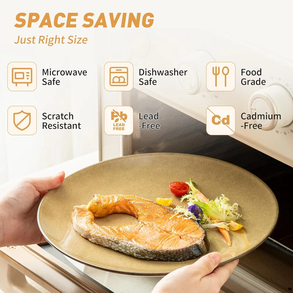 Plates and Bowls Sets 12 Pcs Modern Stoneware Dinnerware Set for 4 Kitchen Dinne - Image 3 of 4