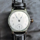Antique 1902 Omega Pocket Watch Converted Wristwatch Runs Needs Stem Repair