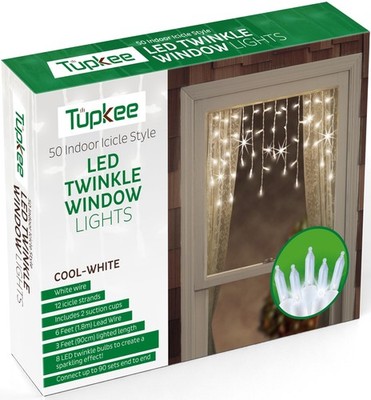 Tupkee Christmas LED Window Icicle Lights, 3 Feet, Cool White - 8 of 50 Twinkle