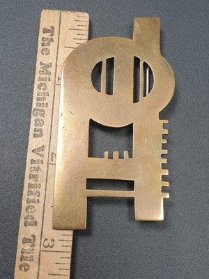 Abstract Modernist Brass Brooch Machine Industrial Look 2.75''