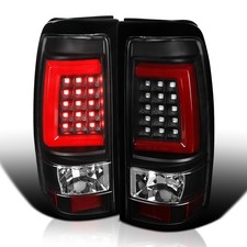 Black LED Tail Lights w/Red LED Bar 03-06 Silverado 1500/2500 04-06 3500 Pair