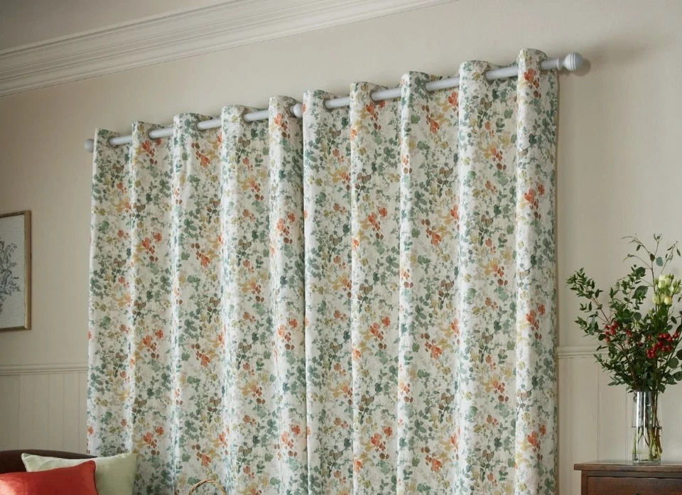 Laura Ashley Old Castle Leaves Fern Grn  Pair Lined Eyelet Curtains, W167 L137cm - Image 4 of 4