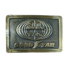Vintage Good Year Mens Brass Belt Buckle Limited Edition Good Year Tire