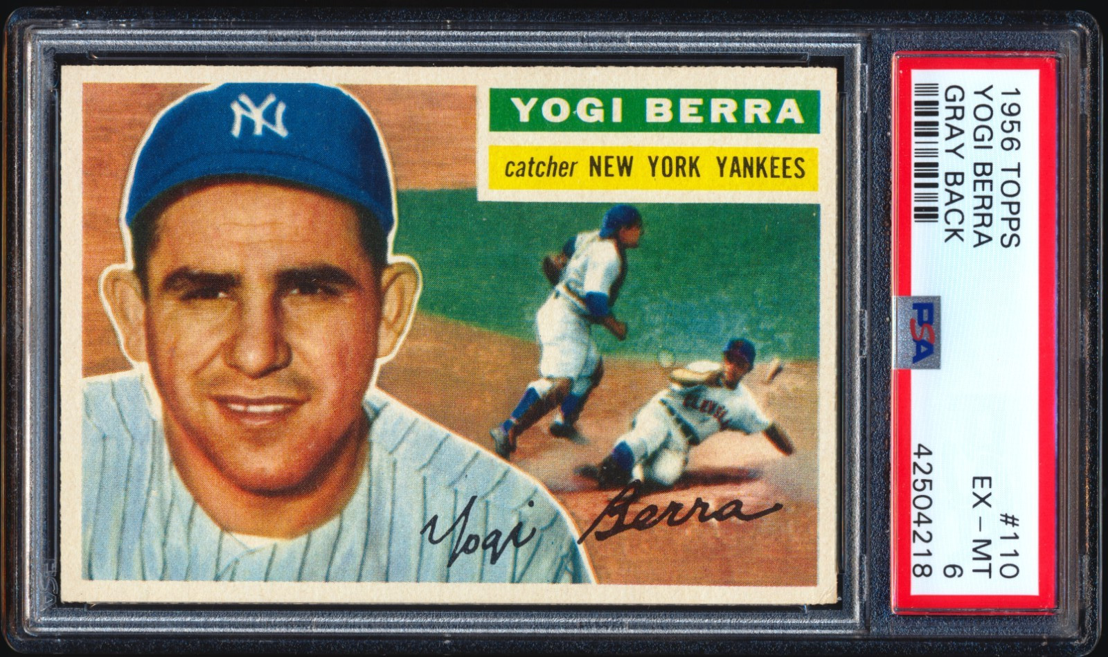 1956 Topps #110 Yogi Berra PSA 6 CENTERED Gray Back