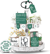 11 Pcs Home Tiered Tray Decor Spring Ustic Farmhouse Tiered Tray Decorations Set