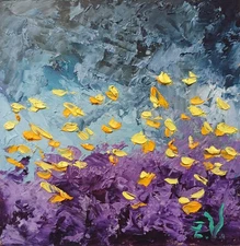 Landscape Oil Painting Original Art Abstract  Impasto Artwork 6"x6"