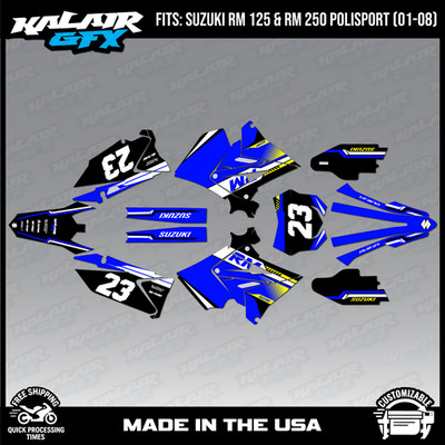 Graphics Kit for SUZUKI RM125 250 2001-08 POLISPORT RESTYLE Viper - Blue