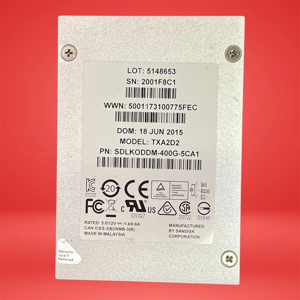 SanDisk Optimus Ascend TXA2D2 2.5" SAS Internal SSD SDLKODDM-400G-5CA1 - Image 2 of 4