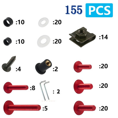 UK - 155-teiliges Verkleidungsschrauben-Set für Honda CBR 125R 250R 300R 500R 600F/F2/F3/F4/F4i