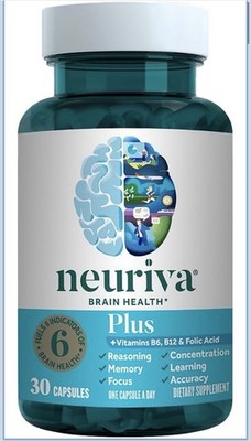 Neuriva Brain Health Plus 30 Capsules Vitamin B6 B12 Folic Acid