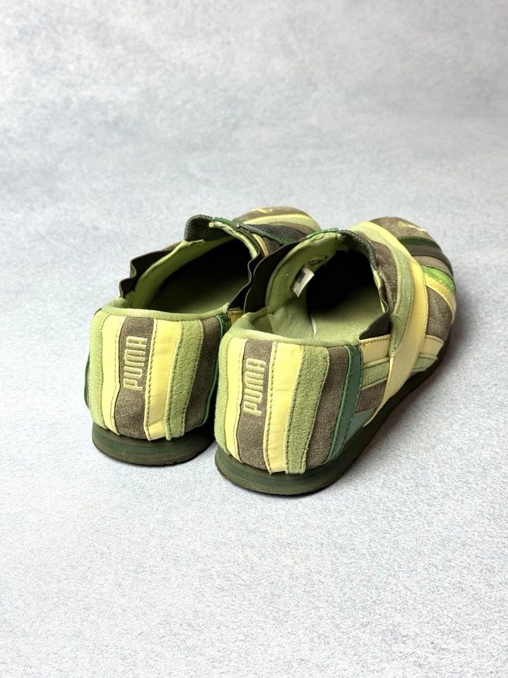 Архивные винтажные туфли на плоской подошве Puma без застежек замшевые кожаные зеленые Y2K 00-е женские размер 37,5 - Изображение 4 из 4