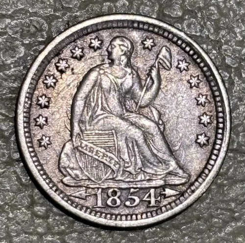 1854 Liberty seated Half Dime Arrows At Date Nice Original XF+ Cond, No issues!