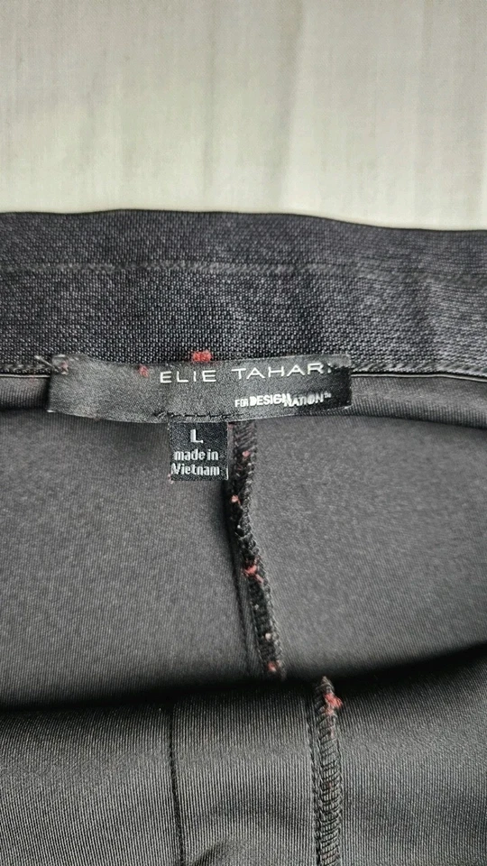 Ellie Tahari Mesh Sides Black Leggings / Pants Womens Size Large Faux Fly - Image 3 of 4