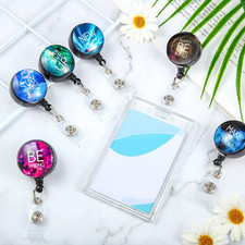 9 Pcs Badge Reel Retractable Badge Holder with Swivel Alligator Clip Motivati...