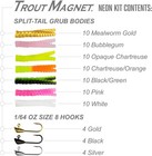 Trout Magnet 82-Piece Kit 70 Grub Bait Neon Soft Plastic Fishing Lures Tackle