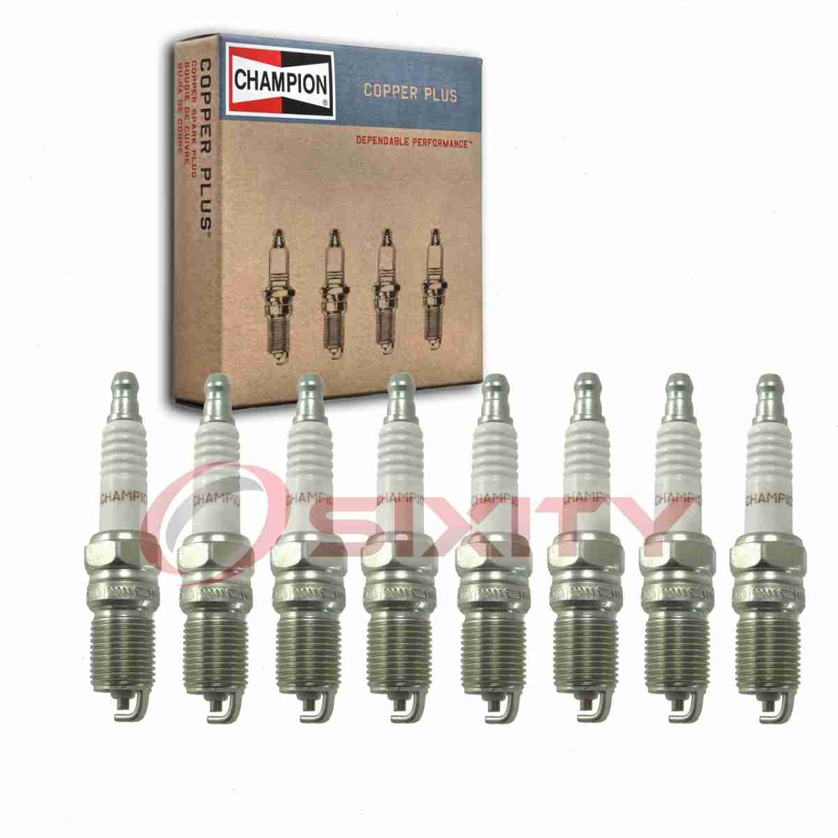 8 pc Champion Copper Plus Spark Plugs for 2009-2015 Cadillac CTS 6.2L V8 po
