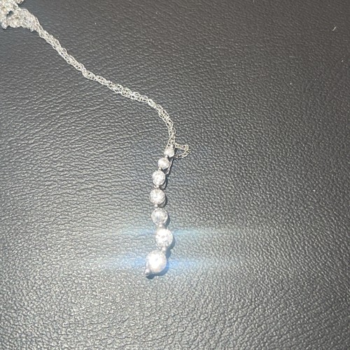 Kay Jewelers 10k White Gold 7 Lab grown diamonds Journey Pendant Chain Necklace - Picture 5 of 8