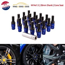 Blue 20pcs M14x1.5 Wheel Lug Bolts Cone Seat Studs 28mm Set For Most Aftermarket Blue 20pcs M14x1.5 Wheel Lug Bolts Cone Seat Studs 28mm Set For Most Aftermarket