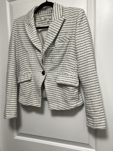 Veronica Beard Hosanna Black & White Striped Tweed Dickey Blazer Jacket size 4 - Picture 5 of 11