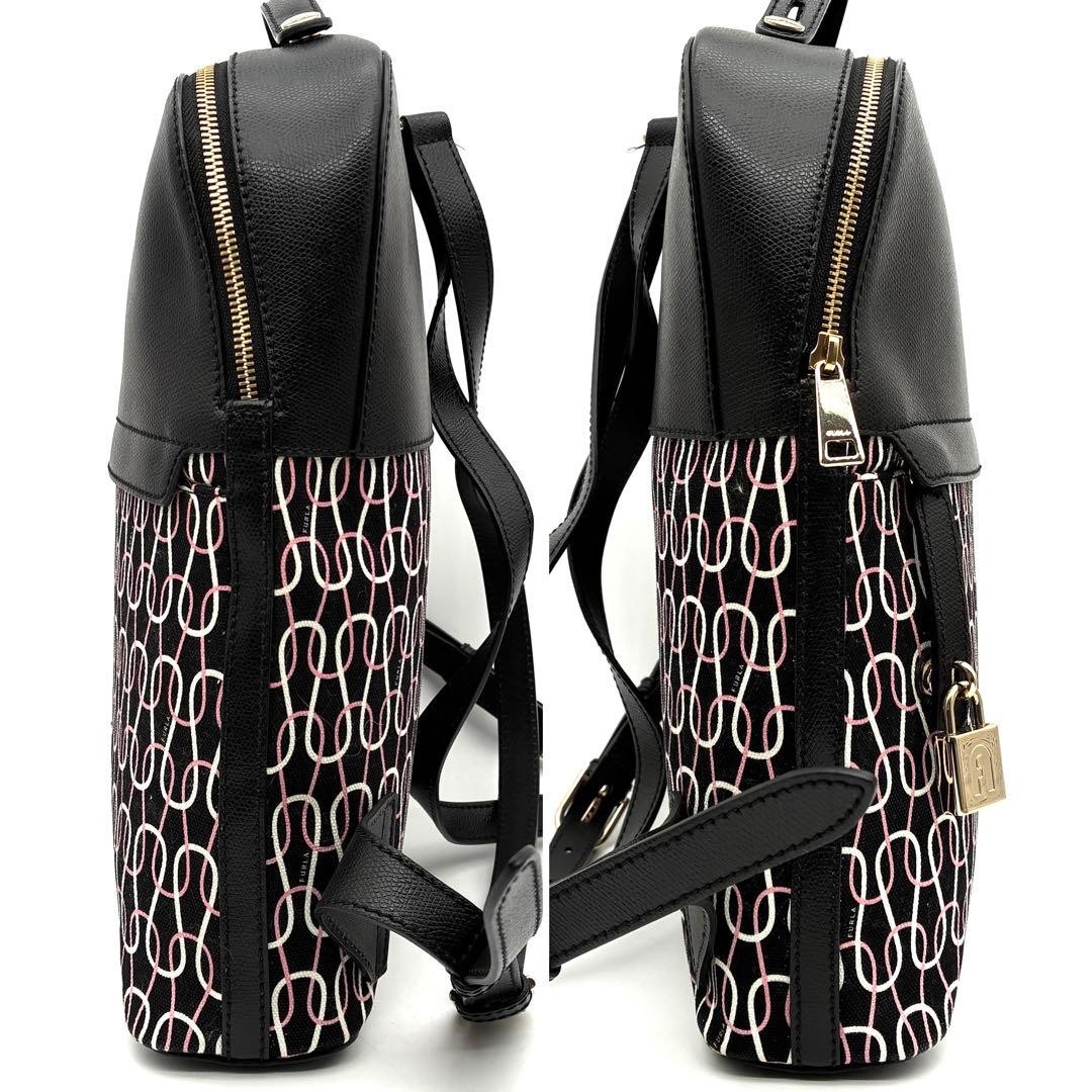 Furla Piper Backpack All Over Pattern Leather Bla… - image 4