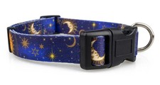 Celestial Moon Dog Collar Large Dogs Male Female Moon Stars Sky Pattern Pet
