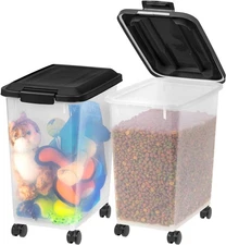 IRIS USA 37.5 Lbs / 47 Qt WeatherPro Airtight Pet Food Storage Container 2 Pack