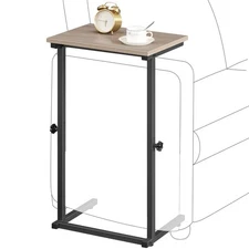 C Shaped End Table, Adjustable Height Side Table for Sofa, Couch Table for Sm...