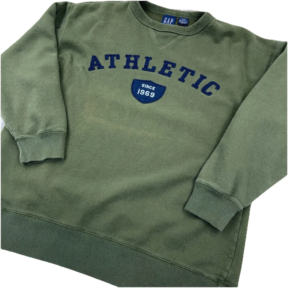 Sudadera Vintage Gap Niños XXL 2XL Verde Oliva Cuello Redondo Suéter Y2K 00s Juventud * Foto 2 de 4