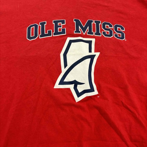 Ole Miss GILDAN Unisex T-Shirt Red Short Sleeve Crew Neck Graphic Medium - Picture 2 of 10