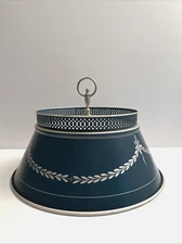 Vintage French Boulillotte Colonial Blue Table Lamp Tole Metal 14" Shade ONLY!