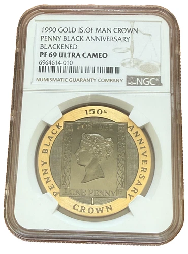 Isle of Man 1990 Gold 1 oz Crown NGC PF69UC Black Penny Anniversary