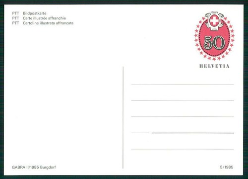 SCHWEIZ GA GANZSACHE PTT-BILDPOSTKARTE 1985 GABRA II/BURGDORF ** m2958 - Picture 2 of 2