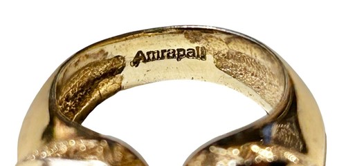 Amrapali Egyptian Faux Turquoise And Blue Lapis Ring Designer Gold Tone Size 7 - Picture 6 of 9