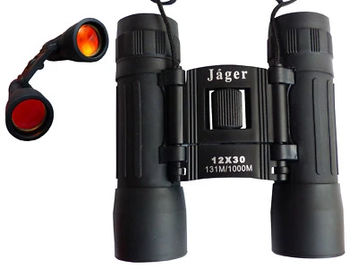 Jäger Fernglas Klappbar schwarz 12x30 Fernrohr Feldstecher Binocolo binoculars