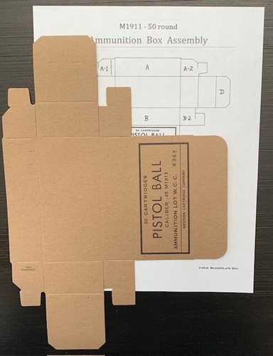 CARTUCHO OCCIDENTAL .45 AUTOMÁTICO/M1911 SEGUNDA GUERRA MUNDIAL NUEVA RÉPLICA CAJAS DE MUNICIÓN-JUEGO DE EXHIBICIÓN DE 3 ETIQUETAS - Imagen 9 de 10