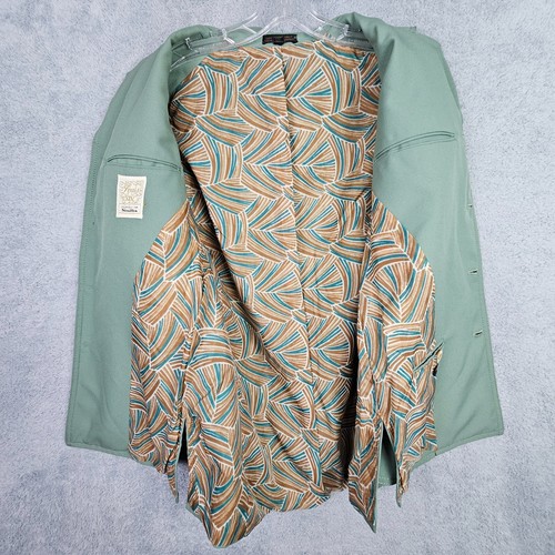 Vtg 60s 70s Mens Blazer 40 Green Disco Western Jacket Button Up Pocket Polyester - Picture 16 of 24