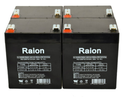 Raion Power 12V 5Ah T2 F2 Battery For BB SHR7-12 12V - 4 Pack