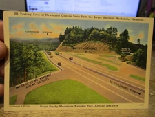 K1 TENNESSEE Old Postcard Newfound Gap Parking Area Smoky Mountains Rockefeller
