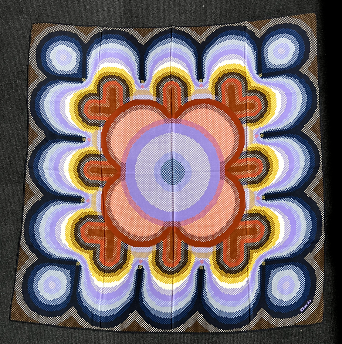 Foulard Vintage Fiorio Milano - Crêpe De Soie Ourlé Main 82x87 Cm | Motif Perroquets Tropical