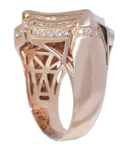 Mens 14k Rose Gold Ring Princes Cut Invisible Set 3.59 CT. Diamond Size 11 US - Picture 5 of 10